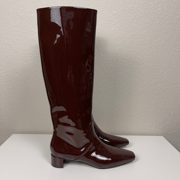 Loeffler Randall 35mm Indy Knee High Boot Chocolate Patent Leather Size 8 - Picture 4 of 16